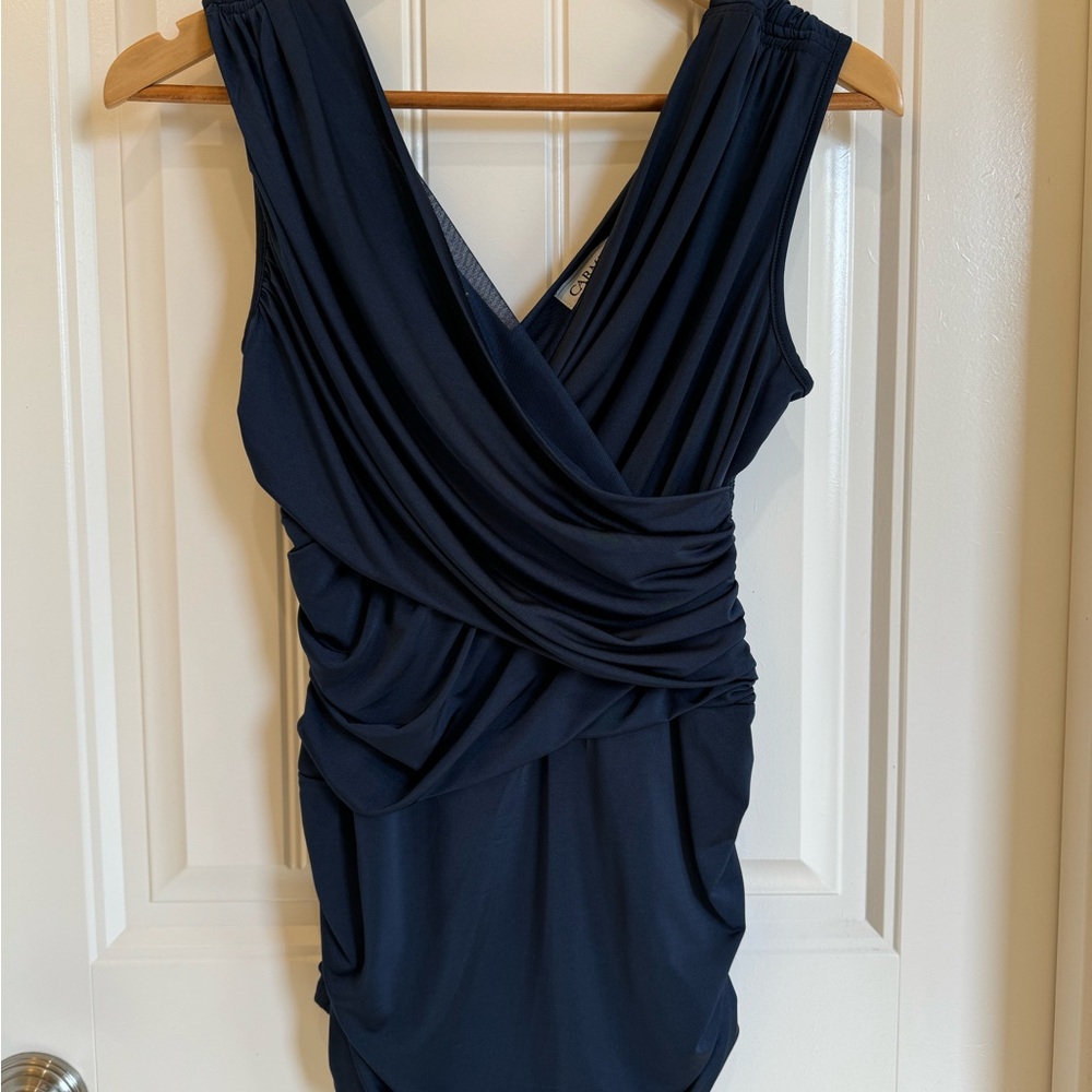 Dark Blue V-neck Top